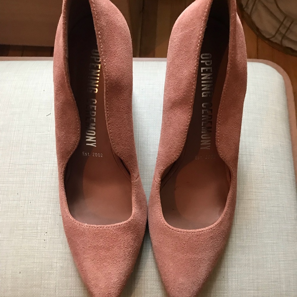 Opening Ceremony Blush Suede Getta Heels Sz 7